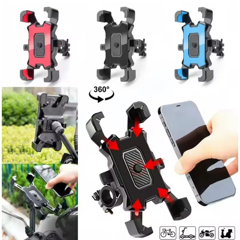 360° Adjustable Motorcycle & Bicycle Phone Mount – Anti-Slip Shockproof
