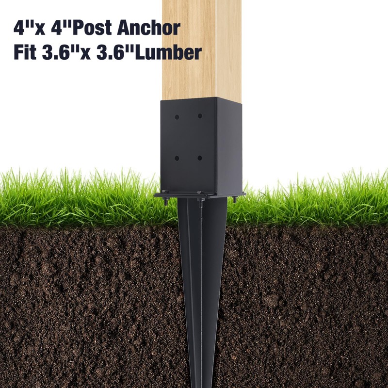 2 Pcs 4"x4" Fence Post Anchor Ground Spike 22"(Actual 3.6"x3.6")