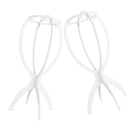 PACKOVE 2Pcs Foldable White Wig Displaying Racks Portable Household Wig Holders for Salon and Travel Lightweight Compact Design for Easy Drying and Storage