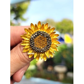 GFM® Sunflower Rhinestones Brooch - Christmas, Mother's day, Birthday, Valentines Day (EXC)(BRCH-SNFLR-A)