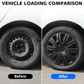 AUTOWIKI 14 Inches Wheel Rim Cover Hubcaps, Hubcap Wheel Cover Replacement for Car Truck SUV R14 Universal ABS Hub Caps Wheel Covers Accessories Set of 4 Matte Black Color - 5083 Style