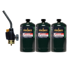 BERNZOMATIC Worthington 336737 WT2301 Trigger Start Propane Torch (2301 Torch + 3 Camping Gas Bottles)