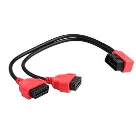 iKKEGOL 30cm/12 Right Angle OBD2 OBD II Y Splitter Cable 1x Male and 2X Female J1962 Port Cord Adapter-Red