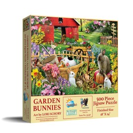 SUNSOUT INC - Garden Bunnies - 500 pc Jigsaw Puzzle by Artist: Lori Schory - Finished Size 18" x 24" Easter - MPN# 35248