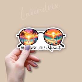 (3pcs) Enjoy Every Little Moment Sticker Funny Motivational Sayings Beach Life Lovers Inspirational Vinyl Decal Decorated for Tumbler Laptop Water Bottles Tablet Books Phone - Size 3x1.5
