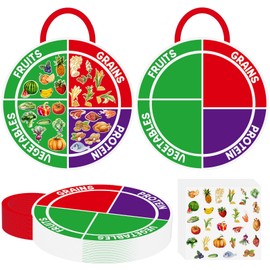 Cinrobiye 24 Set My Plate Food Stickers Preschool Vegetables Fruit Protein Grains Food Diary Early Learning Play Kit My Plate Food Chart Stories Games for Home School Classroom Supplies