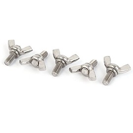 sourcingmap M5 x 10mm 304 Stainless Steel Wing Bolt Butterfly Screw Fastener Silver Tone 5pcs