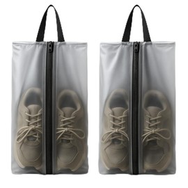 ZMDMAH Pack of 2 Travel Shoe Bag, Waterproof Travel Shoe Bag, Shoe Organiser, Shoe Bag Travel for Suitcase and Backpack, TPU Mesh, Waterproof with Zip and Handle for Men and Women, gray, xxl, Modern