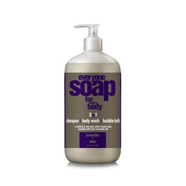 Everyone 3-in-1 Soap, Body Wash, Bubble Bath, Shampoo, 32 Ounce (Pack of 1), Lavender and Aloe, made with Essential Oils for Men and Women