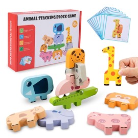 AEVIORA 10 PCS Juguete de Equilibrio Animal para Niños, Equilibrio Bloques Apilables, Juego de Apilamiento de Animal, Juguetes Montessori para Apilar, Juguetes Educativos, Regalo Ideal para Niños