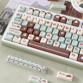 mintcaps PBT Keycaps - Coffee Cute Keycaps 60% 65% 75% Percent 152 Keys Keycap Set SOA Profile for Cherry Gateron MX Switches Mechanical Keyboard Keycap