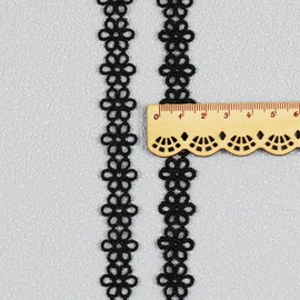 Wide 0.59 inch x 12 Yards Black Embroidery Lace Trim, Wedding Trim Ribbon, Flower Ribbon， for Sewing DIY Clothing, Gift Wrap（Black/Style 1）