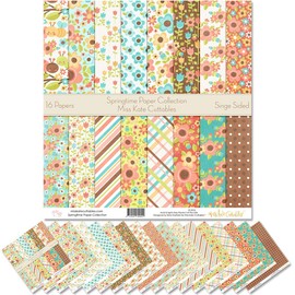Pattern Paper Pack - Springtime - Scrapbook Premium Specialty Paper Single-Sided 12"x12" Collection Includes 16 Sheets - by Miss Kate Cuttables