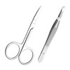 Housoutil 4sets Stainless Steel Eyebrow Grooming Scissor Tweezer Kit for