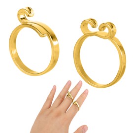 LUTER 2PCS Knitting Crochet Loops, 2 Styles Adjustable Knitting Crochet Rings Open Crochet Guide Ring Yarn Guide Finger Holder Knitting Thimble for Faster Knitting (Gold)