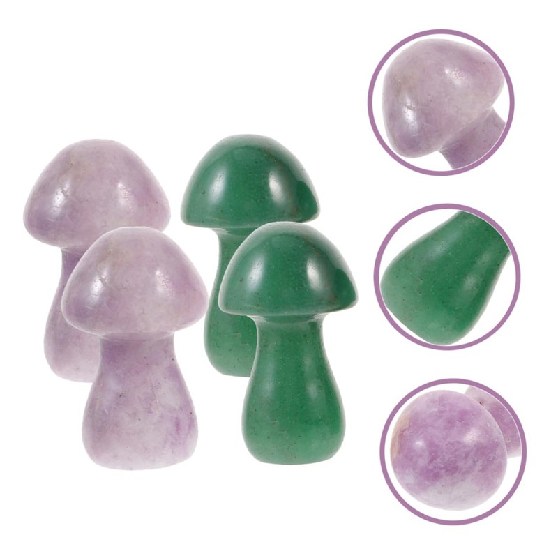 Outanaya Realistic Stone Mushroom Sculptures 4 Pack Mini Mushroom Statues