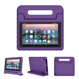 Kids Case for Fire HD 8 6th/7th/8th Generation (2016/2017/2018 Release) Kids Friendly & Soft Flexible Shockproof Case Lightweight Durable Foam Cover with Convenient Handle Stand, Purple