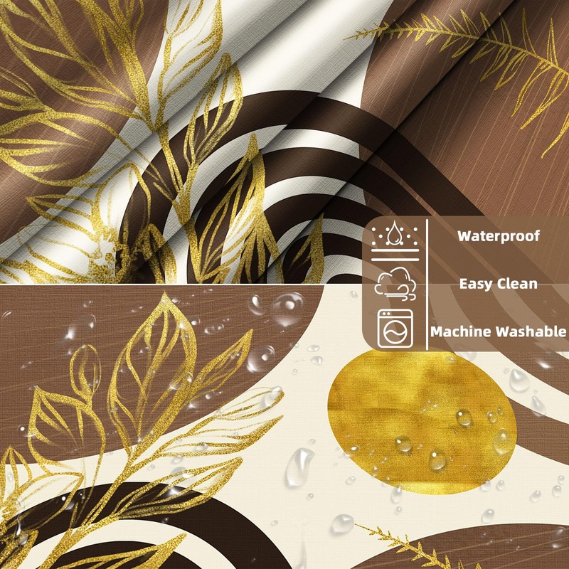 Boho Mid Century Modern Hookless Shower Curtain with Snap in