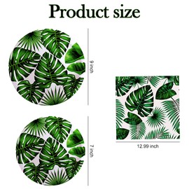 WODJR 80Pcs Palm Leaves Tableware Tropical Party Decoration Palm Leaf Dinnerware Palm Leaves Plate Palm Leaf Cup Tropical Napkin Aloha Disposable Tableware for Tropical Hawaiian Luau Party Supply