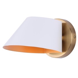 Daxton 1-Light Wall Sconce, Matte White & Gold, Modern Minimalist Design, 60W Type A, Easy Install, Contemporary Accent Lighting for Bedroom & Hallway