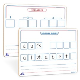 SCRIBBLEDO Elkonin Boxes Dry Erase Board 9x12 Inch Phonics Games Sounds and Blends Syllables Writing Practice Reusable Spelling Words Learn to Read and Write Homeschool & Classroom Supplies