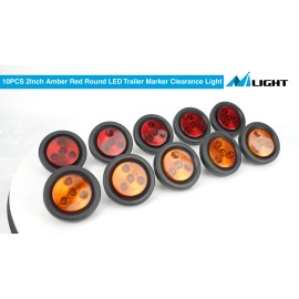 Nilight 10 PCS Round Trailer LED Marker Clearance Light Amber Red 4 LED