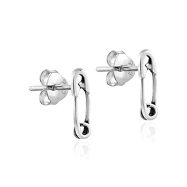 AeraVida Trendy Design .925 Stud Sterling Silver Safety Pin Earrings | Safety Pin Earrings Sterling Silver | Safety Pin Earrings for Women | Trendy Design Sterling Earrings