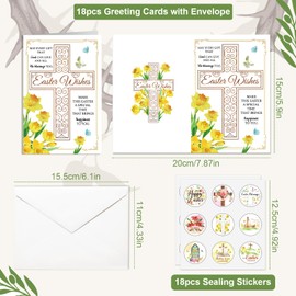 DPKOW 18pcs Religious Easter Cards Multipack, 9 Style Happy Easter Greeting Cards Easter Gift Cards Religious Christian Easter Cards with 18 Envelopes and 18 Sealing Stickers for Kids and Family