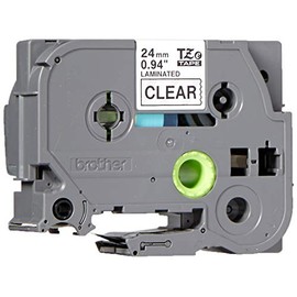 Brother Labelling Tape 24 mm label-making tape – label-making Tapes (Black on Transparent, TZe, Black, Thermal Transfer, Brother, PT-1400, PT-1500, PT-1500PC, PT-1600, PT-1900, PT-1910, PT-1950, PT-2110, PT-2200 PT-2210, PT-2300,)