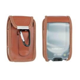 caseroxx Leather Case with Belt Clip Compatible with Freestyle Libre 1/2/3/Insulinix/14 Day Genuine Leather Bag with Belt Clip and Viewing Window in Brown