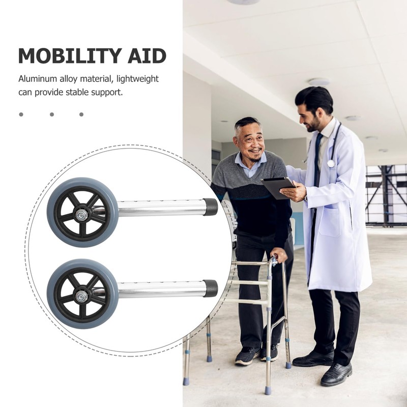 BUGUUYO 2pcs Walker Caster Wheel Replacement Aluminum Gray Multipurpose Accessory