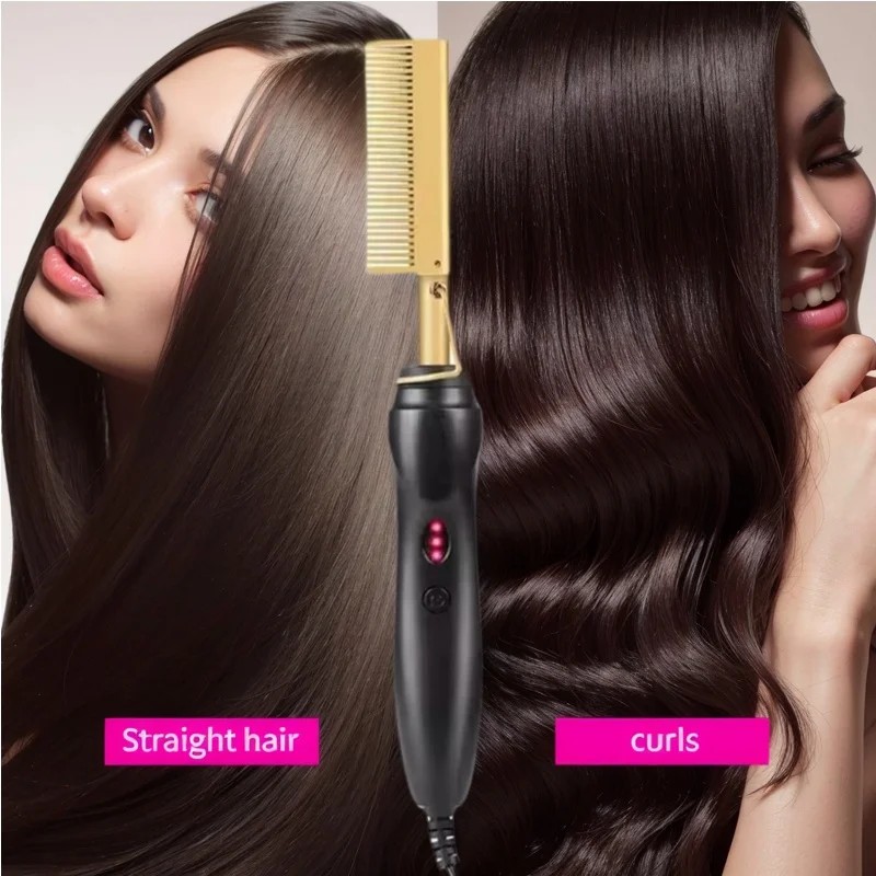 Professional Portable Electric Ceramic Hot Comb Hair Straightener Edge Control