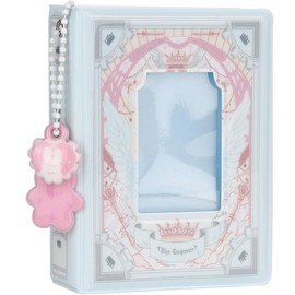 RUNRAYAY 3 Inch Kpop Photocard Binder, Crown Mini Photo Album Holder Book, Hollow Kpop Binder Collector Book 40 Pockets with Lovely Pendant for Photo Collection (D)