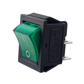 Rocker Switch, Device Switch 4 Pin 16 A 250 VAC 28 x 21 mm Rocker Green LED Lighting