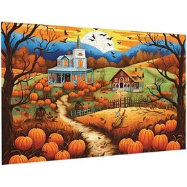 Rompecabezas para adultos y familia, 50 piezas, la gran visita del concurso de calabaza, otoño, campo, granja, Halloween, decoración del hogar, arte