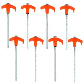 8Pcs Screw in Tent Stakes Carbon Steel Tent Pegs Portable Ground Anchors Screw Multipurpose Ground Anchor Peg 20cm Tent Spikes for Yard Camping Garden Grassland(Orange)