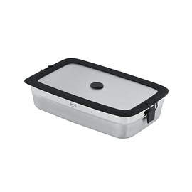 RÖSLE FLEXX 2GO - Contenitore rettangolare da 1,0 l, in acciaio inox, adatto al microonde e al forno fino a 150 °C, lavabile in lavastoviglie, colore: Argento