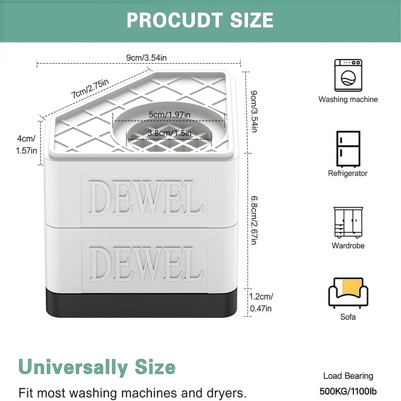 DEWEL Anti Vibration Pads for Washing Machine, 4 Pcs Washer