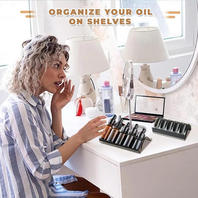 Honicemar 5 Slot Black Plastic Essential Oil Display Stand Aromatherapy