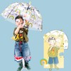 MRTLLOA Kids Rainbow Clear Bubble Umbrella, Toddler Grip Curved Handle