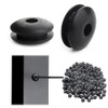Muzata 250Pack Black Cable Railing Kit 1/8" 5/32”Wheel Protective Protector Sleeves Silicone Washer Insert Plug for Metal Posts PT1 Wire Rope Rubber Deck Balcony CB29, CP3