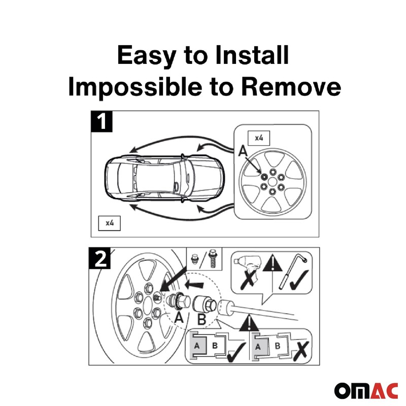 OMAC Wheel Lock Kit for Volvo XC90 M14X1,5 Bolt Galvanized