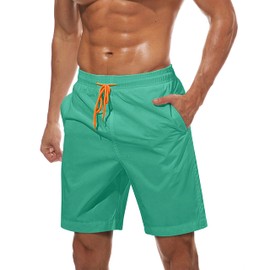 TACVASEN Mens Swim Trunks Long Beach Shorts with Pockets Summer Holiday Shorts Water Sports Bathing Suit Swimming Surf Shorts Surfing Boardshorts, Lake Blue, 32