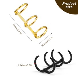 DIYCUT Pack of 12 Colourful Book Binders, 15 mm Binder Rings, Open Triple Ring Book Binder Set, Loose Leaf Connectors, Binder Rings for Scrapbook, Album, Notebook, Photo Albums, Books