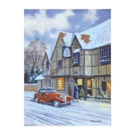 MG Car Pub 1930s 1940s Traditional Nostalgic Christmas Dinner Xmas Card