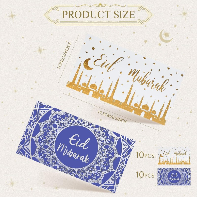 Eid Mubarak Money Wallets Envelopes - Eidi Gift Gold Foiled