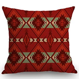 Swono Throw Pillow Cover, Ethnic Patterns Pillow Case, Southwest American Farmhouse Pillow Cover 18x18 Inch Home Decor Cotton Linen Throw Pillow Case Cushion Cover for Sofa Couch