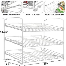 Simple Houseware 3-Tier Stackable Can Organizer Rack Hold 36 Cans, White