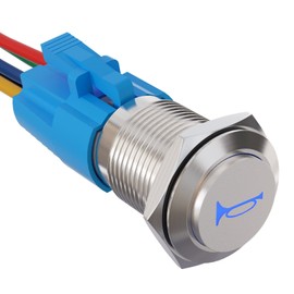 APIELE 19mm 12V Momentary Speaker Horn Push Button Toggle Switch 3/4" Mounting Hole 1NO 1NC SPDT with Pre-Wiring Socket for Car Auto Motor (Blue)