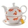 Bicuzat Orange Fox Pattern Tea Set, Tea Pot Cup Saucer